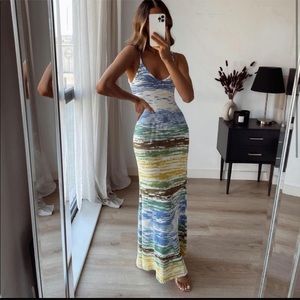 Zara long knit multicolored maxi dress